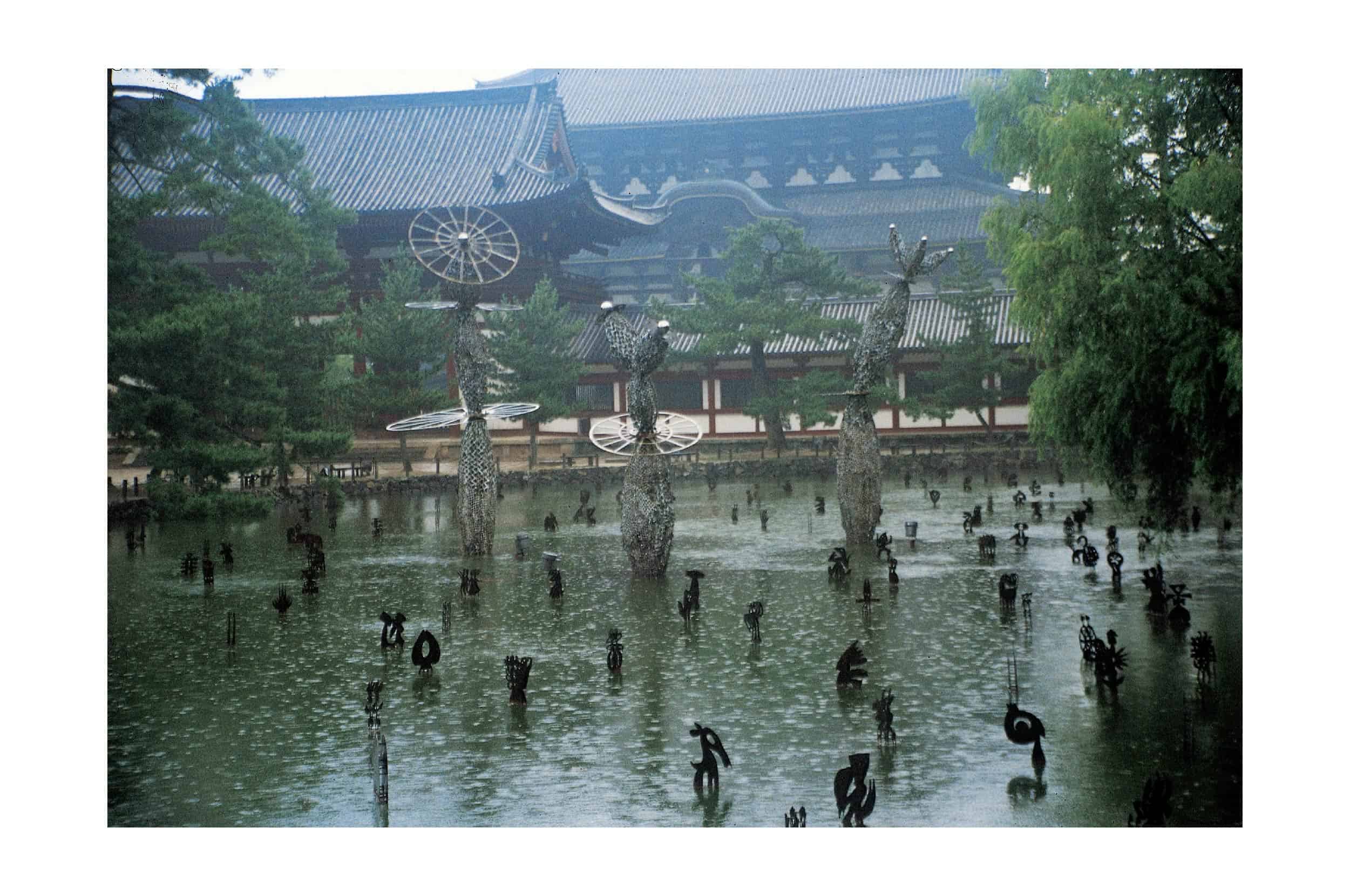 nadim karam public art sculptures in the lake Todai-Ji Temple, Nara, Japan