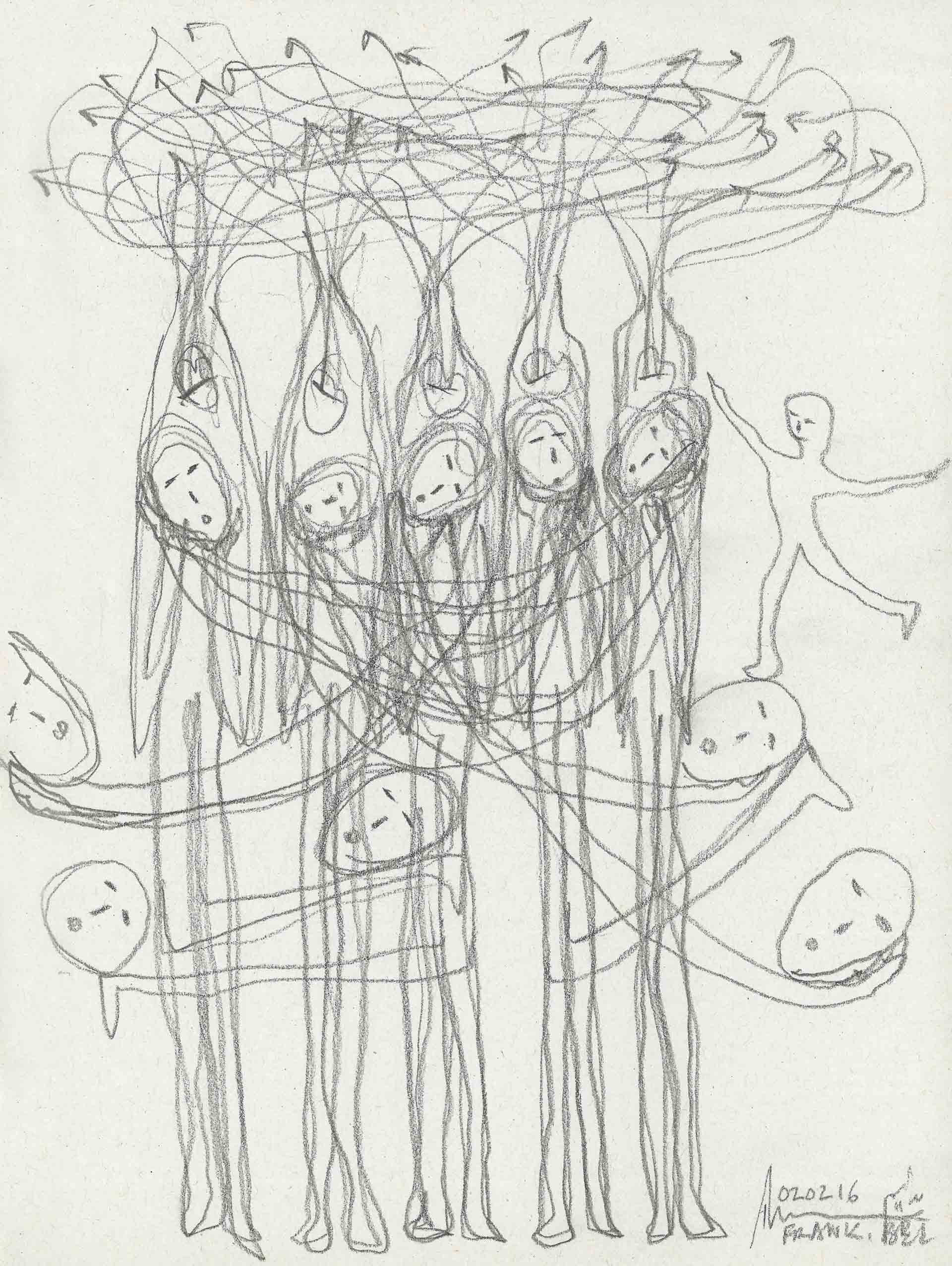 nadim karam sketch about thoughts and emotions- art about human mind complexity