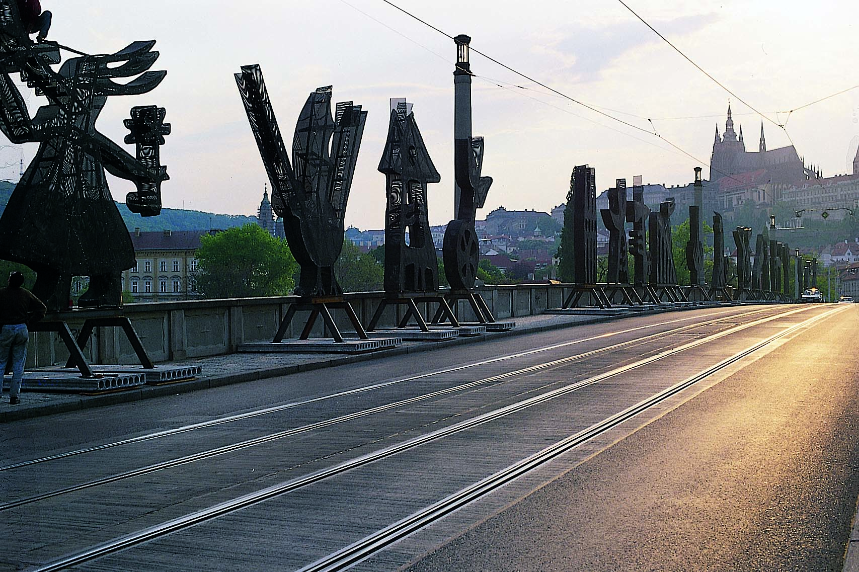 nadim karam public art installation Manes Bridge, Vltava River, Czech Republic