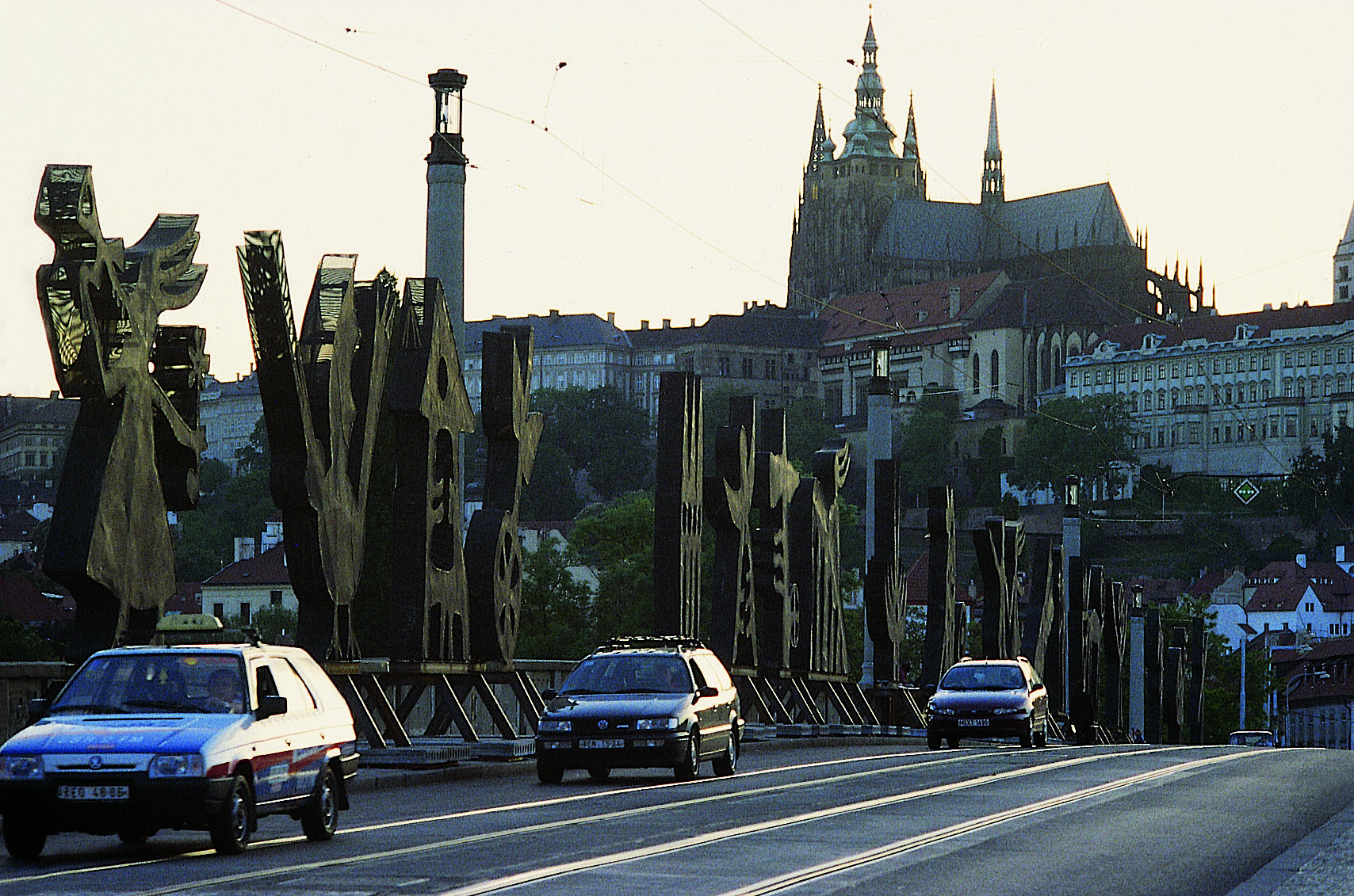 nadim karam public art installation Manes Bridge, Vltava River, Czech Republic